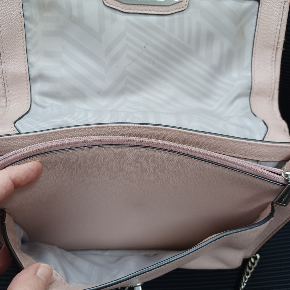 Rebecca Minkoff Love Crossbody Bag Blush Pink Quilted Pebbled Leather Silver HW - Picture 6 of 14